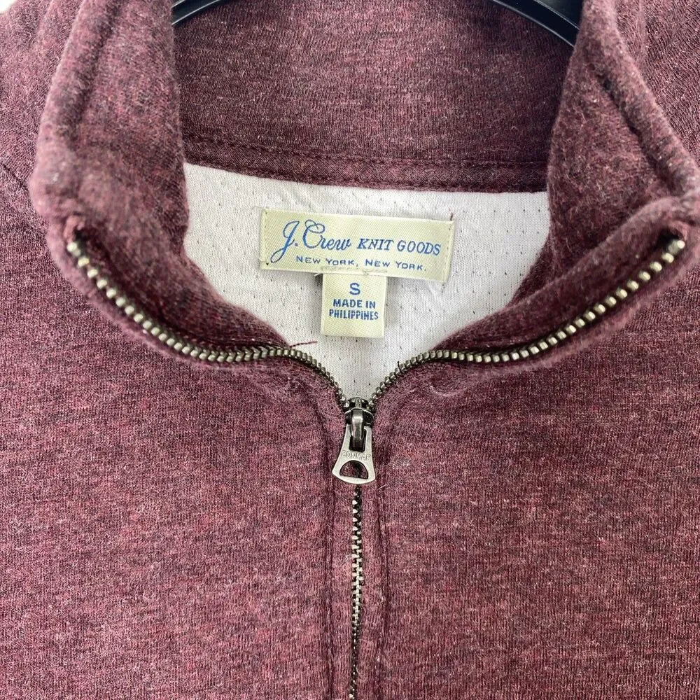 J Crew Sweatshirt Mens Size Small Burgundy 1/4 Zip Mock Neck Pullover Sweater